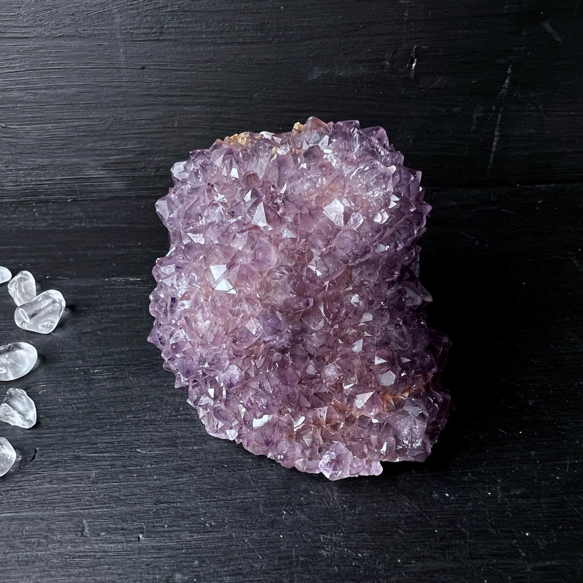 Amethyst Stalaktit Igel aus Uruguay, eine Fläche poliert ca. 70mm