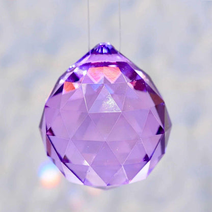 40mm große lila Glaskugel fuer Feng Shui Dekoration | Happy Minerals