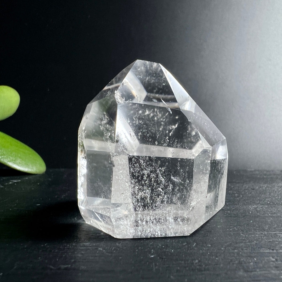 Polierter Bergkristall | Rückansicht | klare Struktur | innere Schönheit | Brasilien | Happy Minerals