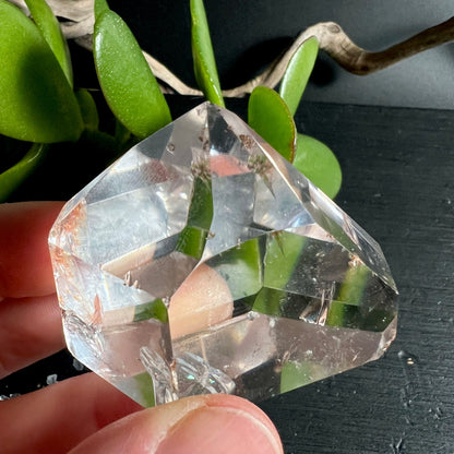 Bergkristall Spitze | Hand | Sukkulente durchscheinend | optische Verzerrung | Brasilien | Happy Minerals