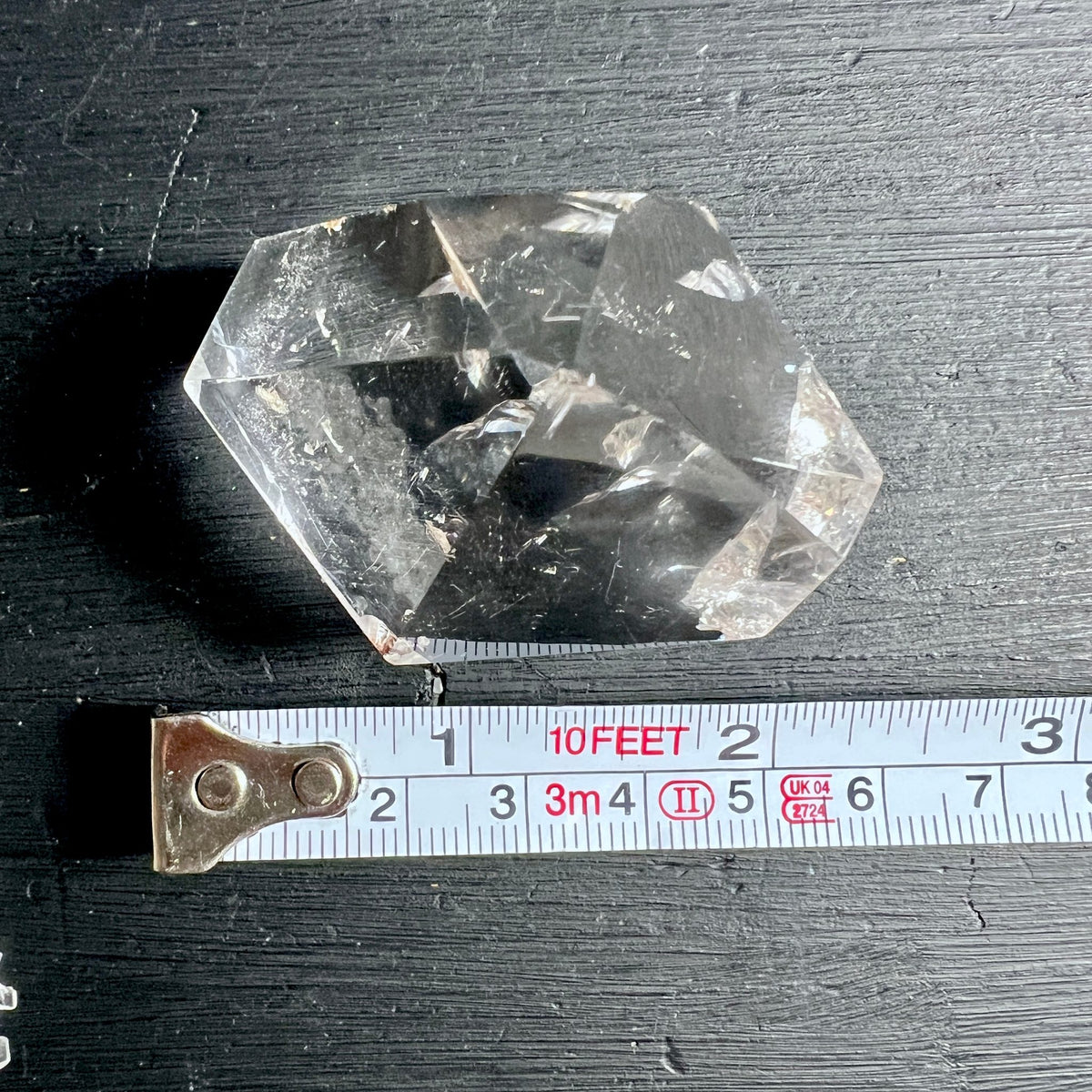 Bergkristall Spitze | Maßband | 3 Zoll | Größenvergleich | Brasilien | natürlich | Happy Minerals