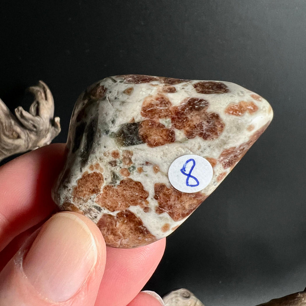 Dreieckiger Hessonit Palmstein Nr 8 mit kontrastreichem Muster