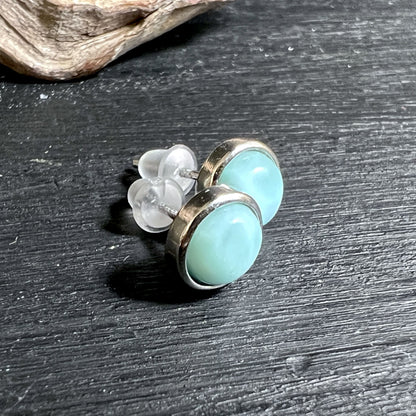 Larimar Ohrstecker für Herz- & Halschakra, zartes Blau | Happy Minerals
