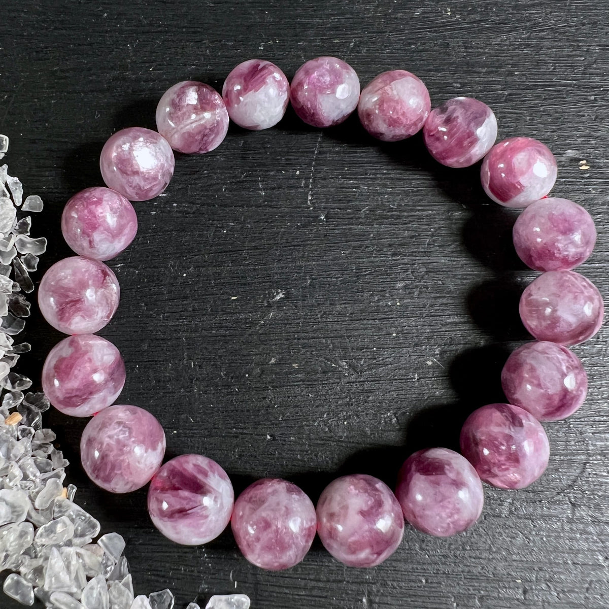 Lepidolith Armband Variante A | rosa-lila Perlen | zarter Flieder | Kreis | Brasilien | Happy Minerals