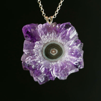 Amethyst Stalaktit Sonne Anhänger 36mm | Kronenchakra und spirituelle Klarheit