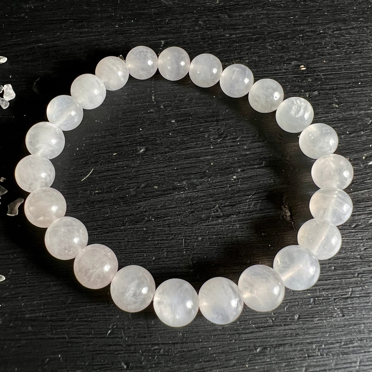 Regenbogen Mondstein Armband | glänzende 8mm Kugeln | mystischer Schimmer | Variante B | Happy Minerals